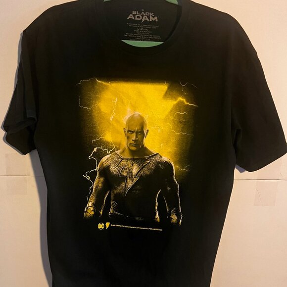 Black Adam T-Shirt Large DC Comics Dwayne Johnson Lightning Graphic Tee Black - Picture 4 of 4